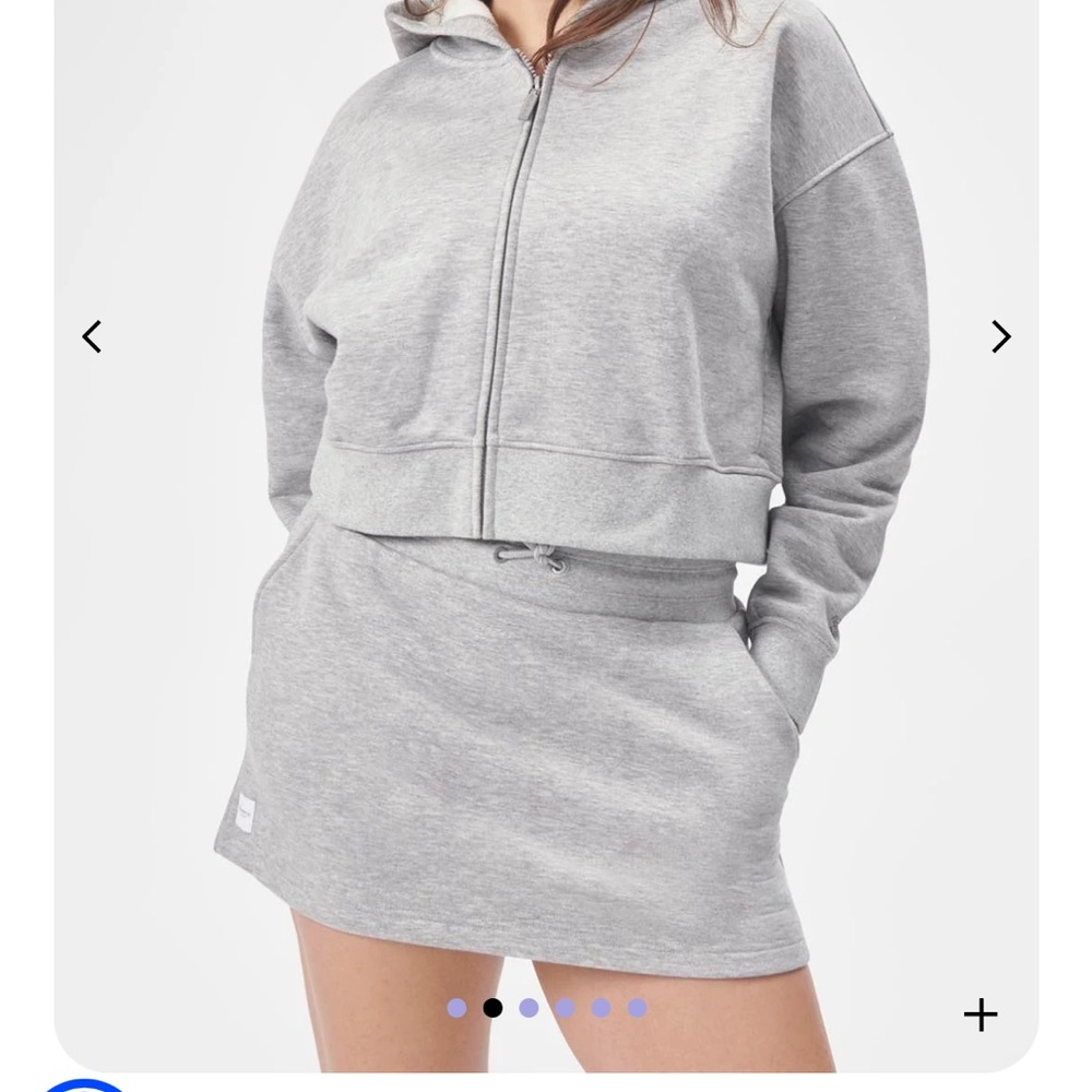 White Zip-Up Hoodie and Skirt Set